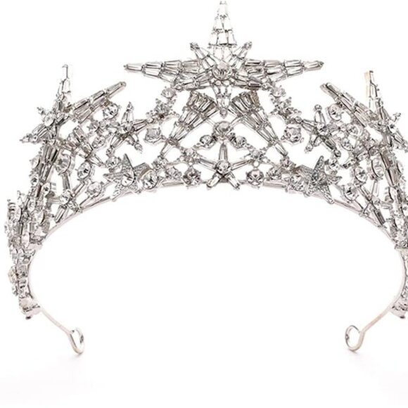 Silver Crystal Tiara Crown Bridal Hair Accessories for Weddings Prom Pageants main image 4